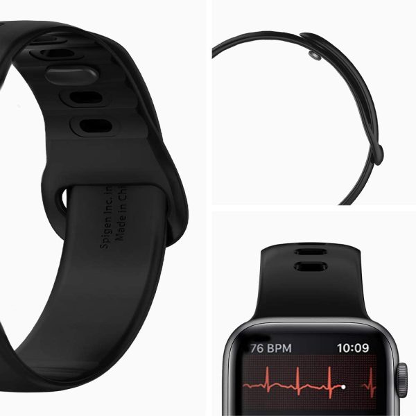 5173LMfULmL._AC_SL1000_ Apple Watch Band for 44mm / 42mm Silicone Fit by Spigen for Models 6/SE/5/4/3/2/1 - Black - 062MP25400 - Image 4