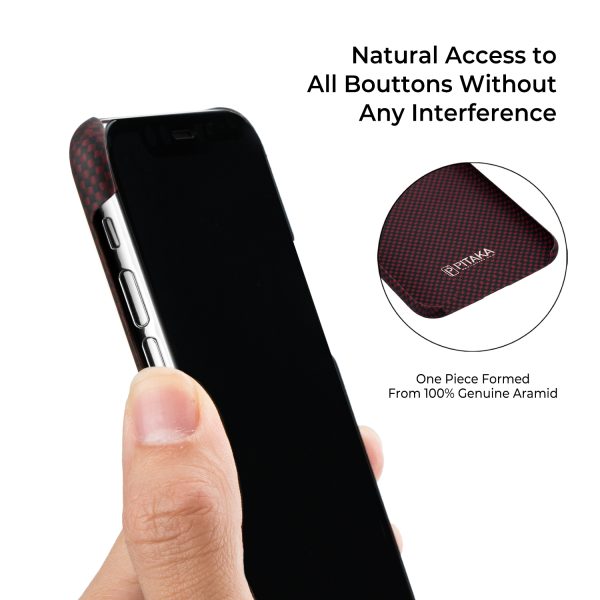 iPhone XS Aramid MagEZ Case by PITAKA - Black / Red Plain - Image 5
