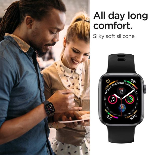 618TEmRcsZL._AC_SL1000_ Apple Watch Band for 44mm / 42mm Silicone Fit by Spigen for Models 6/SE/5/4/3/2/1 - Black - 062MP25400 - Image 3