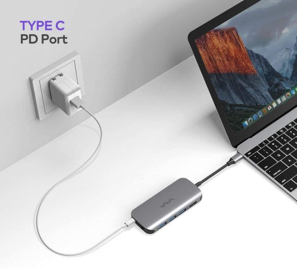 VAVA USB C Hub 8-in-1 Multiport Adapter with 4K HDMI Port, 1 Gbps Ethernet Port, USB C Power Delivery, SD/TF Card Reader, 3 USB 3.0 Ports for MacBook Pro and Type C Windows Laptops - VA-UC006 - Image 7