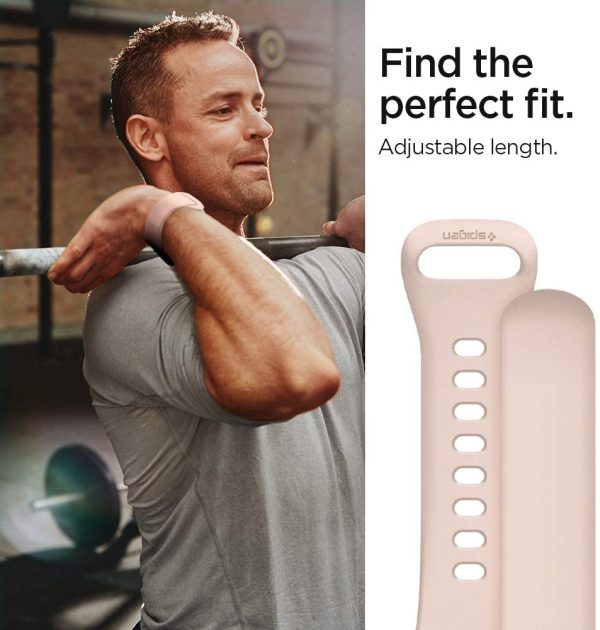 61Vwa5qRvUL._AC_SL1000_ Apple Watch Band for 41 mm / 40mm / 38mm Silicone Fit by Spigen for Models 7/6/SE/5/4/3/2/1 - Rose Gold - 061MP25406 - Image 6