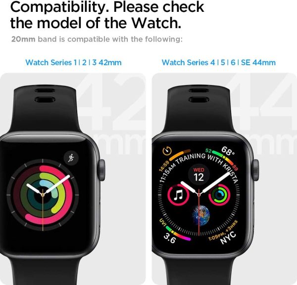 61phLoKO2zL._AC_SL1000_ Apple Watch Band for 44mm / 42mm Silicone Fit by Spigen for Models 6/SE/5/4/3/2/1 - Black - 062MP25400 - Image 7