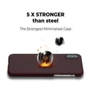 iPhone XS Aramid MagEZ Case by PITAKA - Black / Red Plain - Image 4