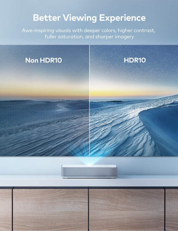 VAVA 4K UHD Laser Projector TV Home Theatre | Bright 2500 Lumens | Ultra Short Throw | HDR10 | Built-in Harman Kardon Sound Bar | ALPD 3.0 | Smart Android System - White - Image 3