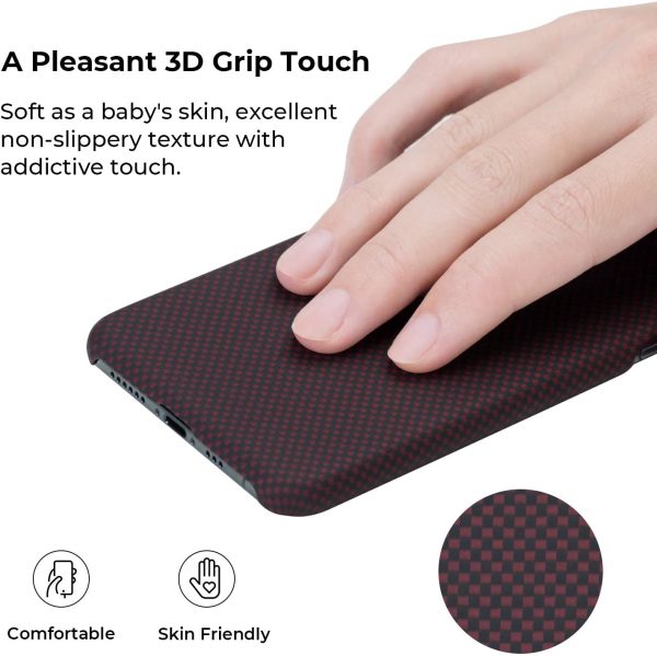 iPhone 11 Pro Aramid MagEZ Case by PITAKA - Black / Red Plain - Image 4