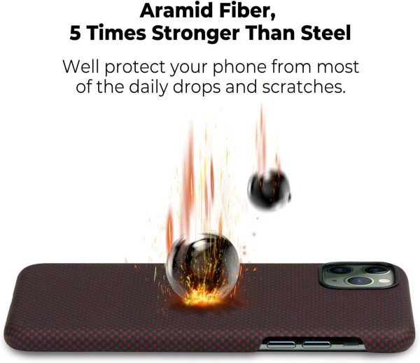 iPhone 11 Pro Aramid MagEZ Case by PITAKA - Black / Red Plain - Image 3