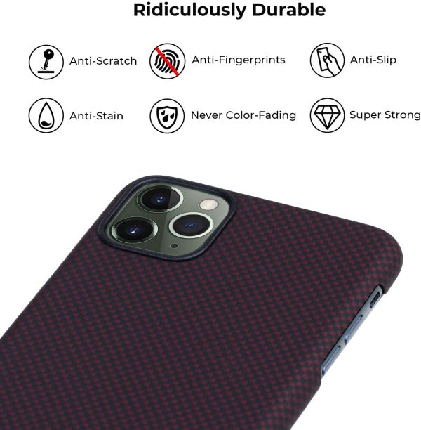 iPhone 11 Pro Aramid MagEZ Case by PITAKA - Black / Red Plain - Image 6