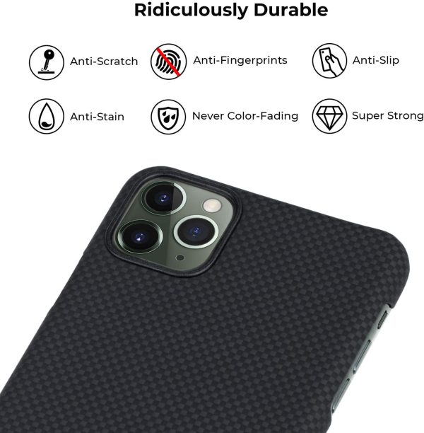 iPhone 11 Pro Max Aramid MagEZ Case by PITAKA - Black / Grey Plain - Image 3