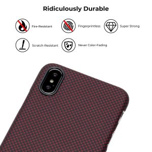 iPhone XS Aramid MagEZ Case by PITAKA - Black / Red Plain - Image 3