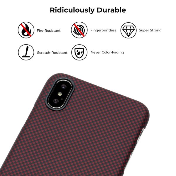 iPhone XS Max Aramid MagEZ Case by PITAKA - Black Red Plain - Image 7