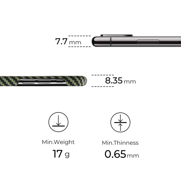 iPhone XS Aramid MagEZ Case by PITAKA - Black / Yellow Twill - Image 2