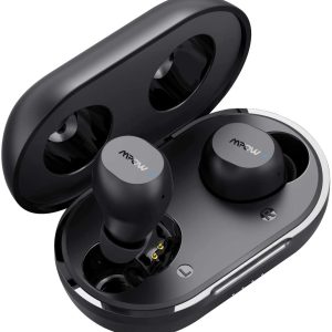 MPOW M12 in-Ear Bluetooth 5.0 Earbuds with Wireless Charging Case, USB-C Charging, Deep Bass & 25H Playtime - Black
