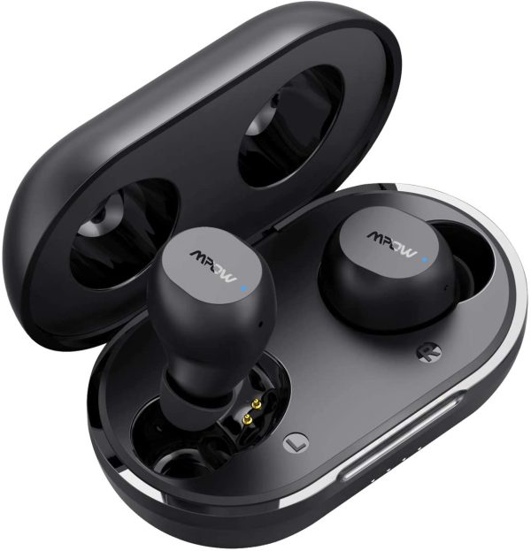 MPOW M30 PLUS BIG BANNER MPOW M12 in-Ear Bluetooth 5.0 Earbuds with Wireless Charging Case, USB-C Charging, Deep Bass & 25H Playtime - Black - Image 1