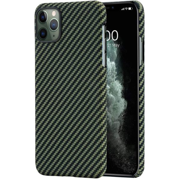 black-yellow-twill-pro-max iPhone 11 Pro Max Aramid MagEZ Case by PITAKA - Black / Yellow Twill - Image 1