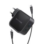 RAVPower 90W Wall Charger PD 3.0 Dual Port Fast Charging USB C Charger GaN Tech - EU Plug - Charges 2 Laptops at once - Black - RP-PC128