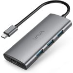 VAVA USB C Hub, 7-in-1 USB C Adapter for MacBook/Pro/Air, with 3 USB 3.0 Ports, 4K USB-C to HDMI, SD/TF Cards Reader, 100W Power Delivery Charging Port - Space Gray - VA-UC017