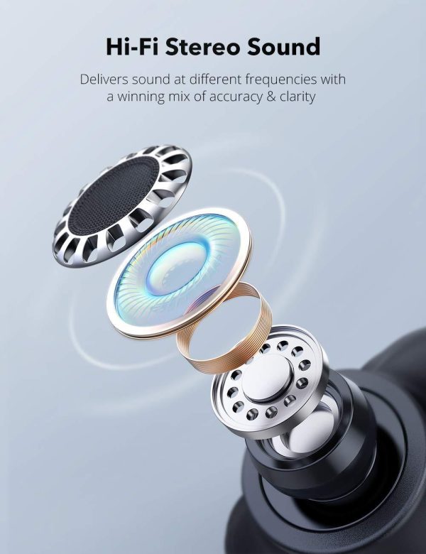 TaoTronics SoundLiberty 79 Smart AI Noise Reduction Technology for Clear Calls, Single/Twin Mode, 30H Playtime, USB Type C, IPX8 - Black Silver - TT-BH079 - Image 4