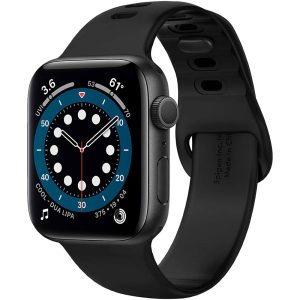 Apple Watch Band for 44mm / 42mm Silicone Fit by Spigen for Models 6/SE/5/4/3/2/1 - Black - 062MP25400