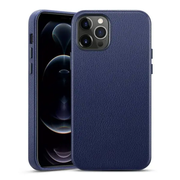 12 Pro雅尚蓝色 Apple iPhone 12 Pro Max Metro Premium Real Leather Case by ESR - Blue - Image 1