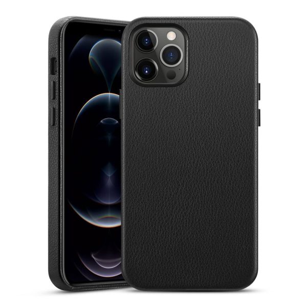 12 Pro雅尚黑色 Apple iPhone 12 / iPhone 12 Pro Metro Premium Real Leather Case by ESR - Black - Image 1