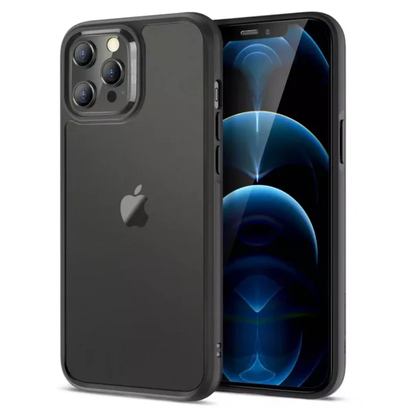 12 pro max ice shield black.jpg Apple iPhone 12 Pro Max Ice Shield Echo Tempered Glass Case by ESR - Black - Image 1