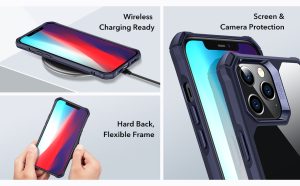 Apple iPhone 12 / iPhone 12 Pro Air Armor Rugged TPU Case - Transparent Blue - Image 4
