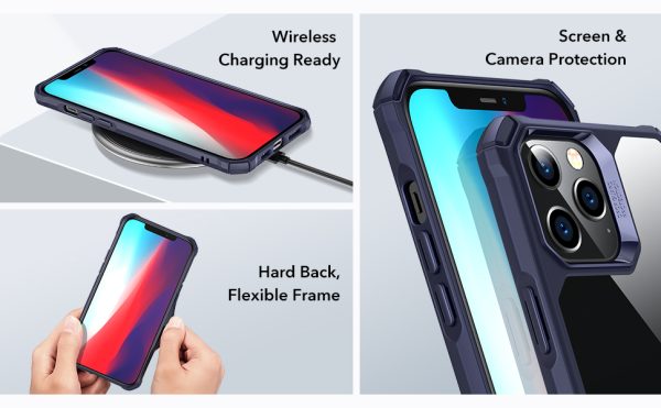 Apple iPhone 12 / iPhone 12 Pro Air Armor Rugged TPU Case - Transparent Blue - Image 4