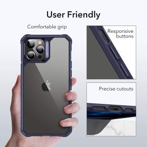 Apple iPhone 12 / iPhone 12 Pro Air Armor Rugged TPU Case - Transparent Blue - Image 5