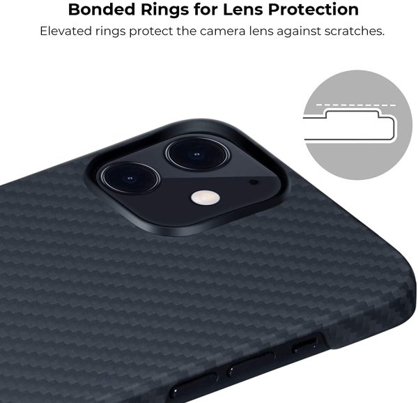 iPhone 12 mini MagEZ Aramid Fiber Magnetic Case by PITAKA - Black / Grey Twill - Image 2