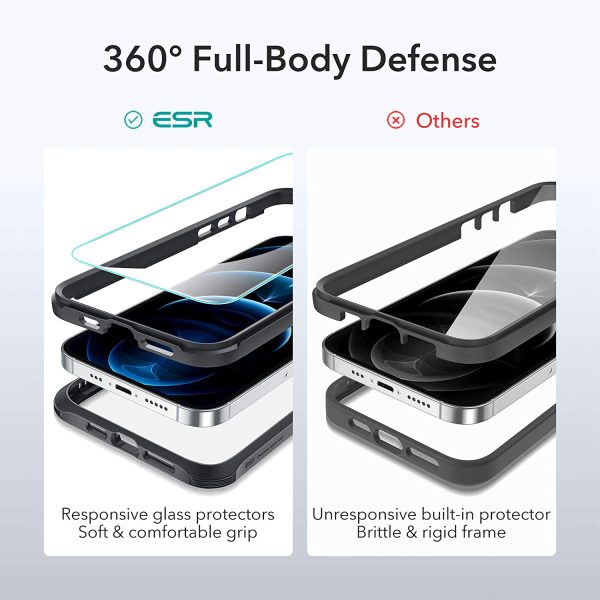 71Zih7yNPkL._AC_SL1500_ Apple iPhone 12 / iPhone 12 Pro Alliance Tough Case with 2 Tempered Glass by ESR - Black - Image 9