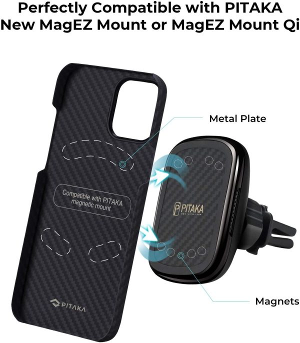 iPhone 12 Pro MagEZ Aramid Fiber Magnetic Case by PITAKA - Black / Grey Twill - Image 6
