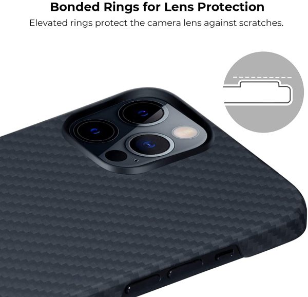 iPhone 12 Pro Max MagEZ Aramid Fiber Magnetic Case by PITAKA - Black / Grey Twill - Image 2