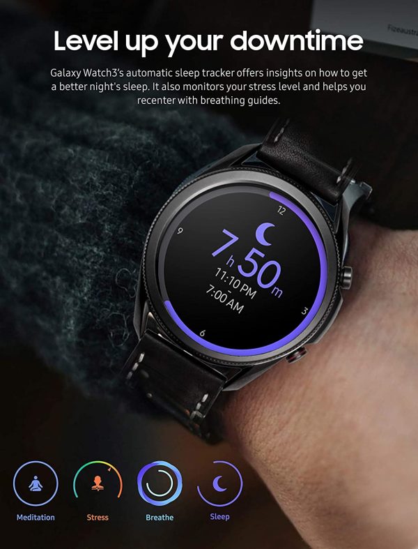 Samsung Galaxy Watch 3 45mm, GPS Bluetooth, Smart Watch with Advanced Health monitoring, Fitness Tracking , and Long lasting Battery - Mystic Black - Image 6