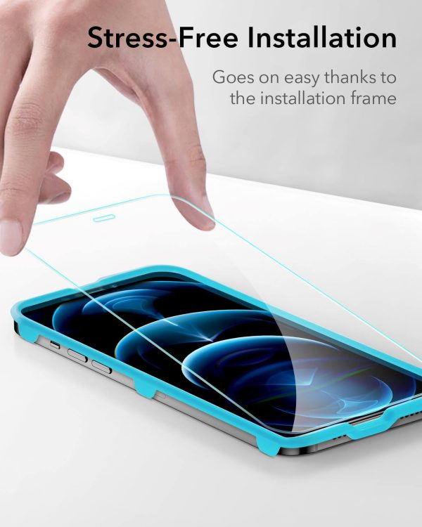 KF01 Apple iPhone 12 Pro Max Screen Shield Glass Protector 2 PACK with Easy Installation Frame by ESR - Image 3