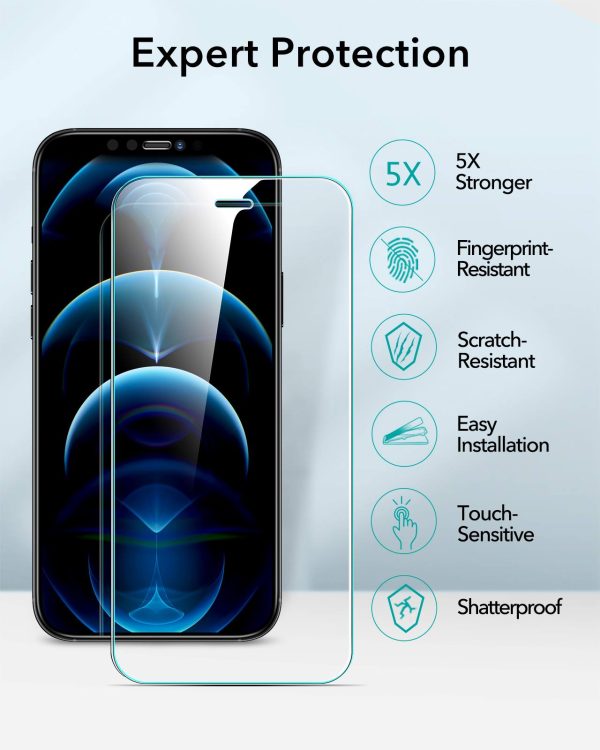 KF06 Apple iPhone 12 Pro Max Screen Shield Glass Protector 2 PACK with Easy Installation Frame by ESR - Image 2