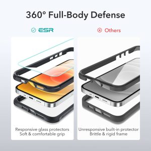 Apple iPhone 12 mini Alliance Tough Case with 2 Tempered Glass by ESR - Black - Image 2