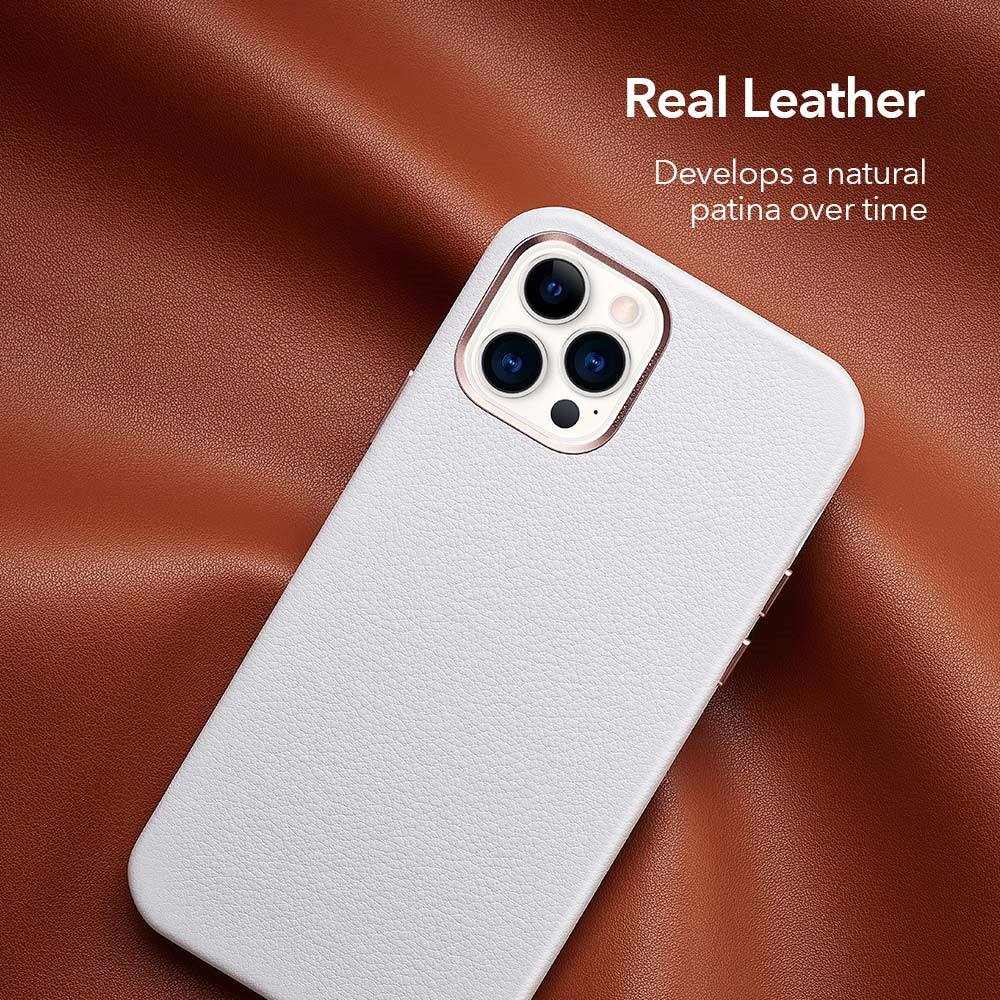 Apple Iphone 12 Metro Premium Real Leather Case By Esr White
