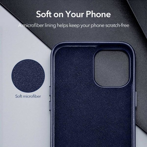 KF4-蓝 Apple iPhone 12 Pro Max Metro Premium Real Leather Case by ESR - Blue - Image 10