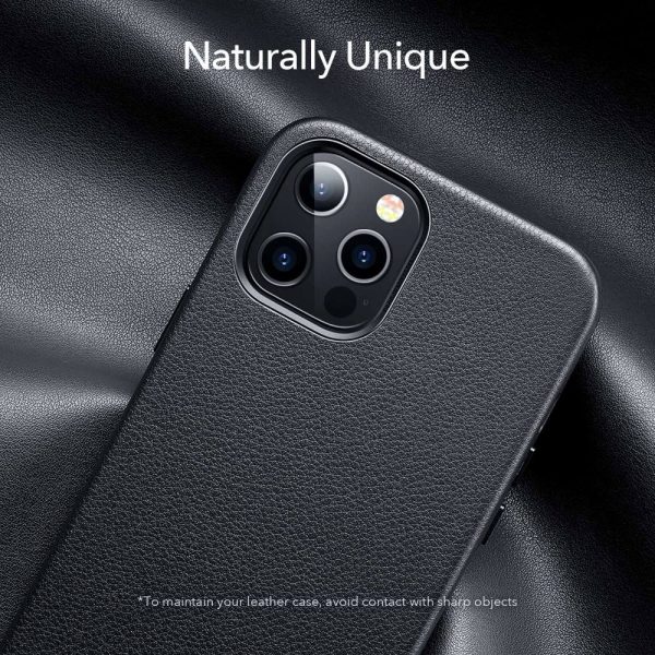 KF7 Apple iPhone 12 / iPhone 12 Pro Metro Premium Real Leather Case by ESR - Black - Image 4