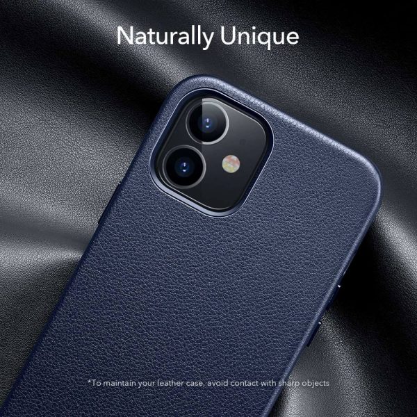 Apple iPhone 12 mini Metro Premium Real Leather Case by ESR - Navy Blue - Image 6