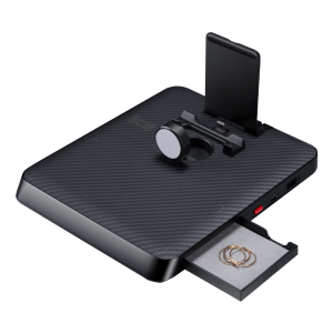 Air Omni Lite 6 in 1 Wireless Charger with 18W Fast Charging Ports, Position Free Charging, Apple Watch Mount compatible with Travel Pouch by PITAKA - Aramid Black