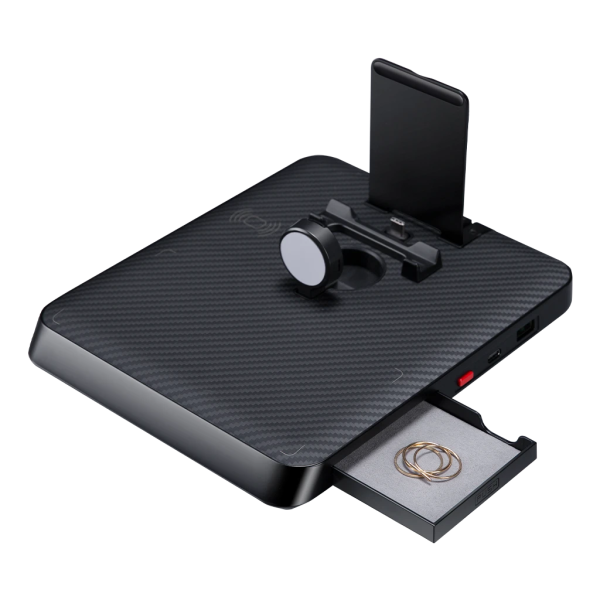 black-5_1024x1024 Air Omni Lite 6 in 1 Wireless Charger with 18W Fast Charging Ports, Position Free Charging, Apple Watch Mount compatible with Travel Pouch by PITAKA - Aramid Black - Image 1