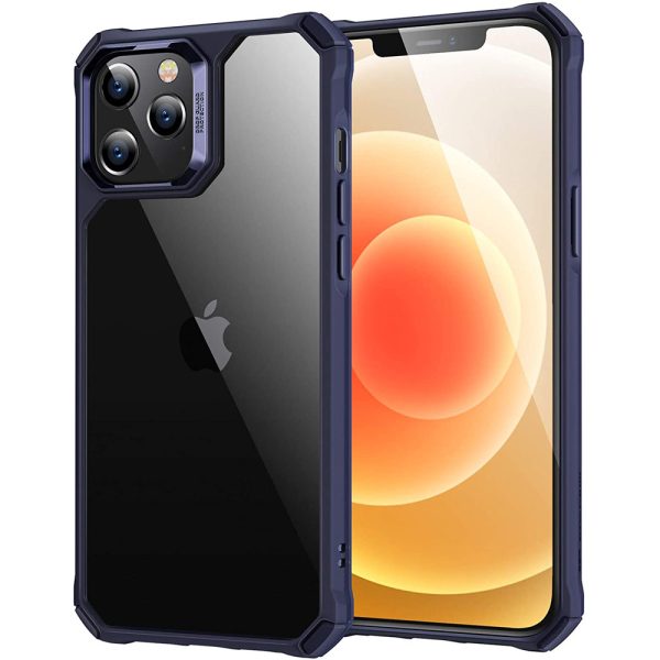 blue-square Apple iPhone 12 / iPhone 12 Pro Air Armor Rugged TPU Case - Transparent Blue - Image 1