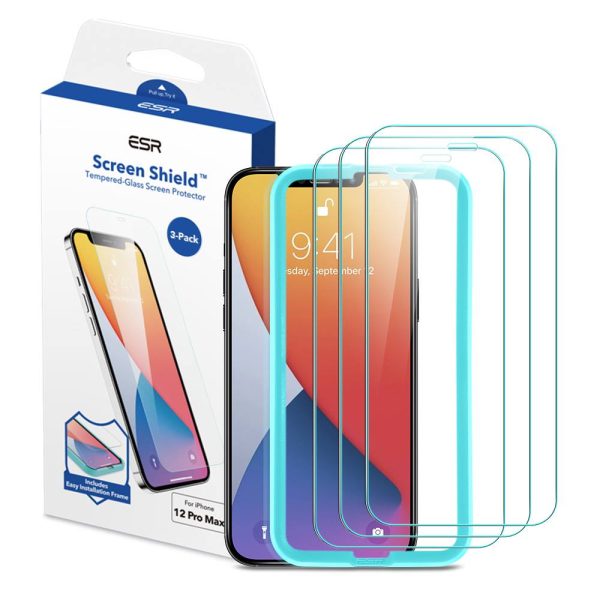 iPhone12 Pro max-3 Apple iPhone 12 Pro Max Screen Shield Glass Protector 3 PACK with Easy Installation Frame by ESR - Image 1