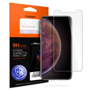 iPhone 11 Anti Bacterial Screen Protector Ag+ Ion Coated - GLAStR Slim HD by Spigen - 1 PACK - AGL01347 - also for iPhone XR