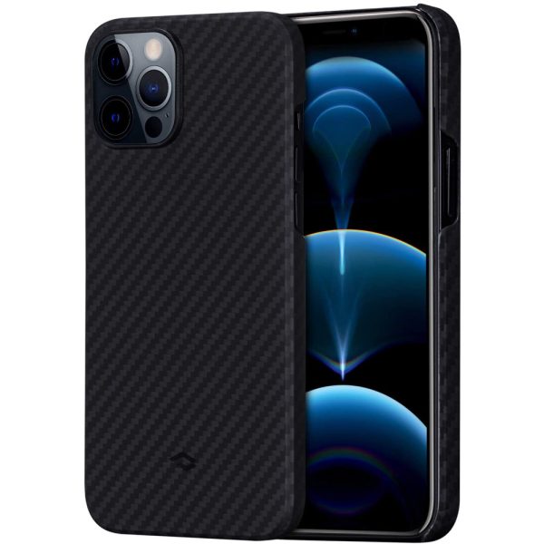 iPhone 12 Pro MagEZ Aramid Fiber Magnetic Case by PITAKA - Black / Grey Twill - Image 1
