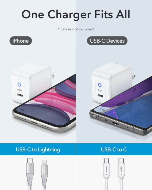 20W-mini-PD-Charging-Set-10 iPhone 13 / iPhone 12 20W Mini PD Charger Fast Charging Adapter by ESR - White - US Foldable Plug - Image 6