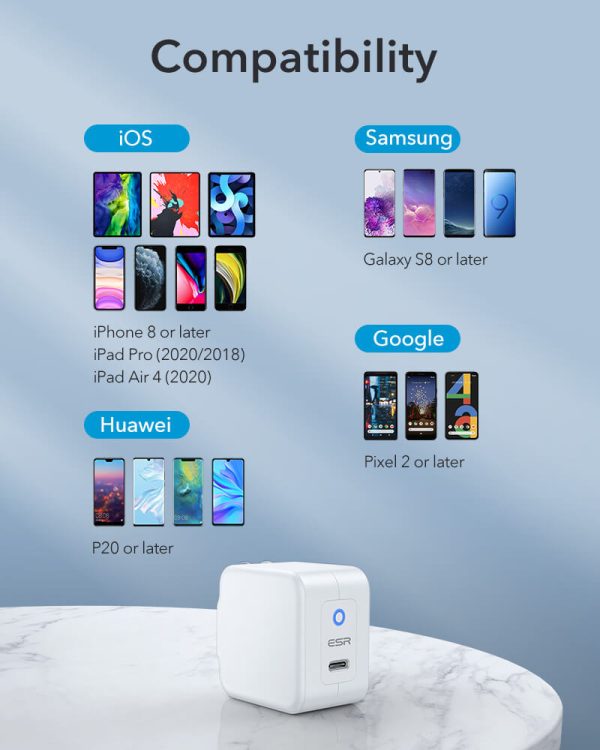 20W-mini-PD-Charging-Set-11 iPhone 13 / iPhone 12 20W Mini PD Charger Fast Charging Adapter by ESR - White - US Foldable Plug - Image 5