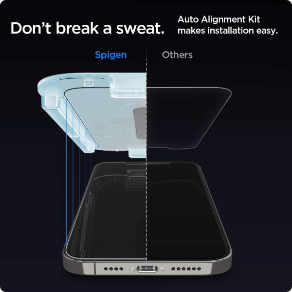 51b34awT-GL._AC_SL1000_ Apple iPhone 12 / iPhone 12 Pro EZ Fit Screen Protector Case Friendly by Spigen - 2 PACK - AGL01801 - Image 6