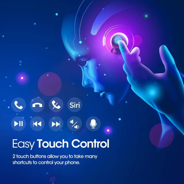 MPOW X5 Hybrid Active Noise Cancellation Earbuds w/Transparent Mode, Wireless Stereo Earbuds w/Deep Bass, USB C Charging Case, Smart Touch Control - Black - Image 2